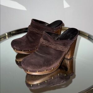 UGG Brown Mules Classic Wooden Sole